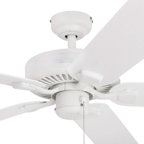  Palm Coast Fans Honeywell Belmar 52-Inch Outdoor Ceiling Fan, Five Damp Rated Fan Blades, Exterior, White