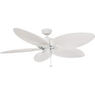 Palm Coast Fans Honeywell Palm Island 50200 52-Inch Tropical Ceiling Fan, Five Palm Leaf Blades, Indoor/Outdoor, Damp Rated, White