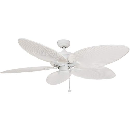  Palm Coast Fans Honeywell Palm Island 50200 52-Inch Tropical Ceiling Fan, Five Palm Leaf Blades, Indoor/Outdoor, Damp Rated, White