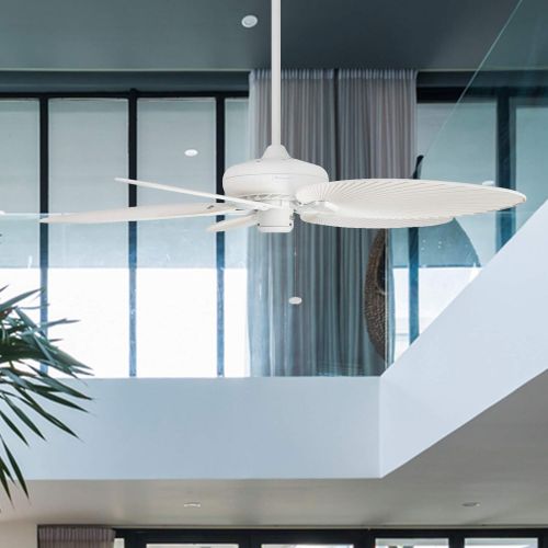  Palm Coast Fans Honeywell Palm Island 50200 52-Inch Tropical Ceiling Fan, Five Palm Leaf Blades, Indoor/Outdoor, Damp Rated, White