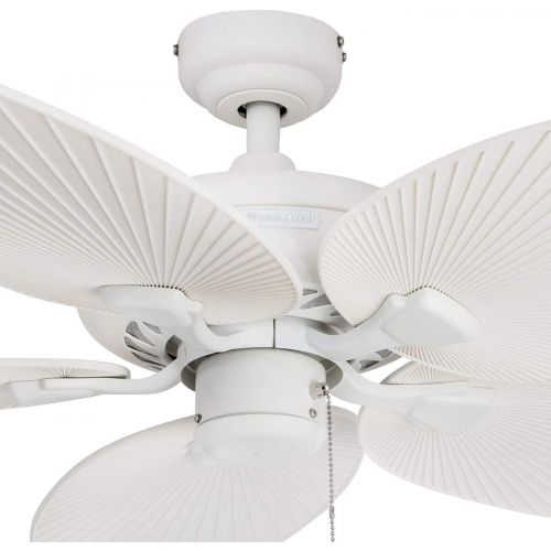  Palm Coast Fans Honeywell Palm Island 50200 52-Inch Tropical Ceiling Fan, Five Palm Leaf Blades, Indoor/Outdoor, Damp Rated, White