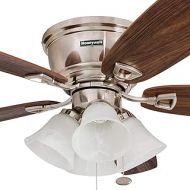 Palm Coast Fans Honeywell 50182 Quick-2-Hang Hugger Ceiling Fan, 52” Dimmable LED White Swirled Marble Fixtures, Easy Installation Cimmeron/Walnut Blades, Brushed Nickel