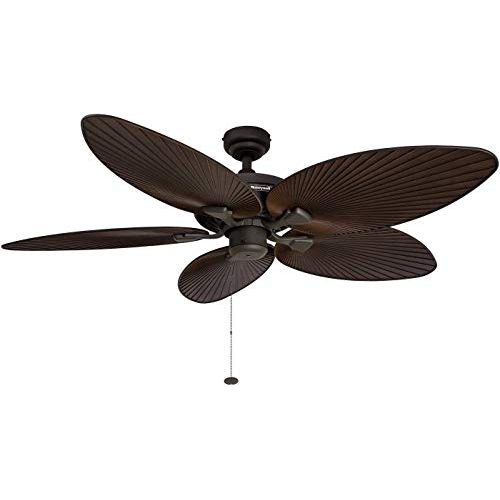  Palm Coast Fans Honeywell Palm Island 52-Inch Tropical Ceiling Fan, Five Palm Leaf Blades, Indoor/Outdoor, Damp Rated, Bronze, 52 inches