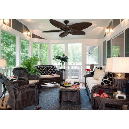  Palm Coast Fans Honeywell Palm Island 52-Inch Tropical Ceiling Fan, Five Palm Leaf Blades, Indoor/Outdoor, Damp Rated, Bronze, 52 inches