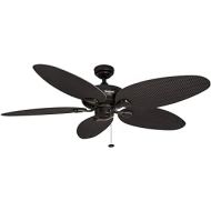 Palm Coast Fans Honeywell Duval 52-Inch Tropical Ceiling Fan with Five Wet Rated Wicker Blades, Indoor/Outdoor Damp Rated Fan, Bronze