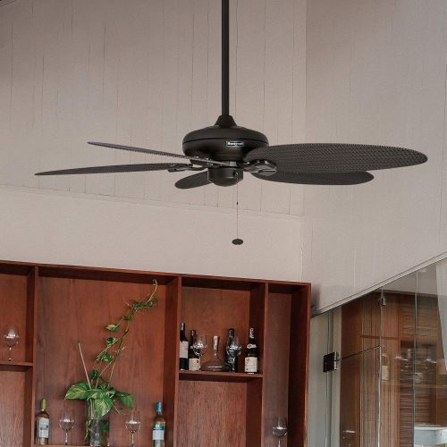  Palm Coast Fans Honeywell Duval 52-Inch Tropical Ceiling Fan with Five Wet Rated Wicker Blades, Indoor/Outdoor Damp Rated Fan, Bronze