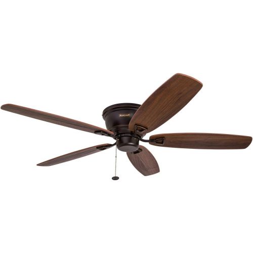  Palm Coast Fans Honeywell Glen Alden 52-Inch Ceiling Fan with Sunset Shade Lights, Hugger/Flush Mount, Low Profile, Five Reversible Cimarron/Ironwood Blades, Oil-Rubbed Bronze