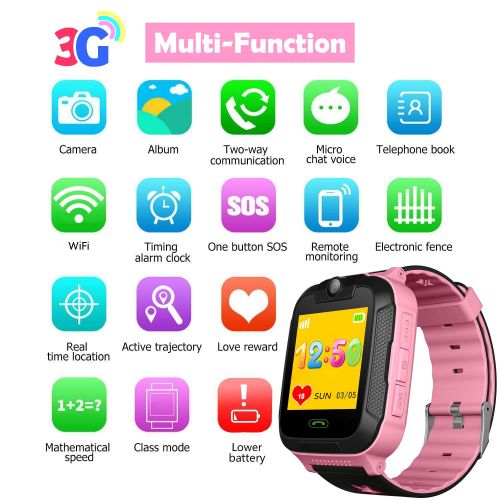  PalmTalkHome 3G Kids Smart Watch Phone for Boys Girls - GPS/Wi-Fi/LBS Locator Pedometer Fitness Smartwatch Tracker with Touch Camera 2 Way Call SOS Voice Chat Games Alarm Clock Wrist Watch Chil