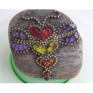 PalsCreations Triple Heart Mosaic Rock, Garden Stone, Paperweight