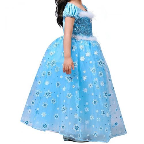  PamidaDress Girls Princess Elsa Costumes Snow Queen Fancy Party Dress-up Disney Birthday Halloween Dress