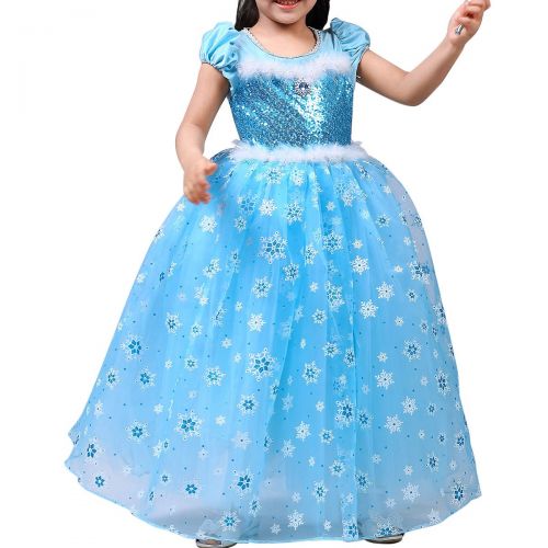  PamidaDress Girls Princess Elsa Costumes Snow Queen Fancy Party Dress-up Disney Birthday Halloween Dress