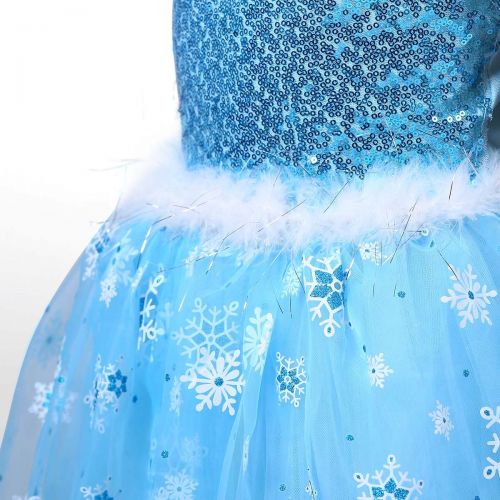  PamidaDress Girls Princess Elsa Costumes Snow Queen Fancy Party Dress-up Disney Birthday Halloween Dress