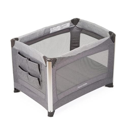  Pamo Babe Deluxe Playard,Sturdy Play Yard with Mattress (Light Grey)