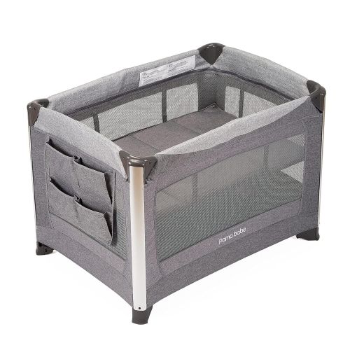  Pamo Babe Deluxe Playard,Sturdy Play Yard with Mattress (Light Grey)