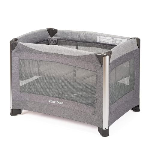  Pamo Babe Deluxe Playard,Sturdy Play Yard with Mattress (Light Grey)