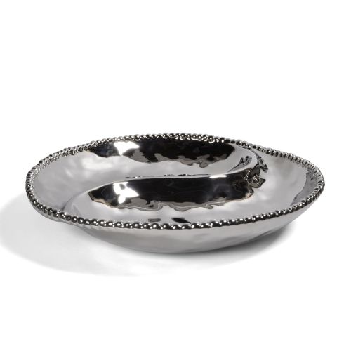  Pampa Bay Verona Titanium-Plated Porcelain 13-inch Divided Platter, Silver