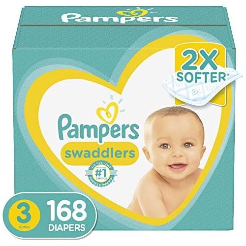  [아마존베스트]Diapers Size 3, 168 Count - Pampers Swaddlers Disposable Baby Diapers, ONE MONTH SUPPLY