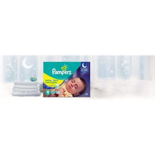  [아마존베스트]Diapers Size 4 58 Count - Pampers Swaddlers Overnights Disposable Baby Diapers, SUPER