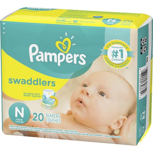  [아마존베스트]Pampers Swaddlers Diapers Size N 20 Count Pack of 2 (Total of 40 Pampers)