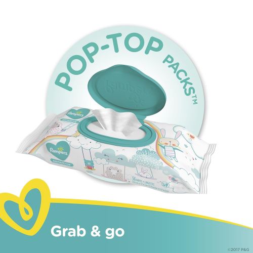  [아마존베스트]Pampers Sensitive Water-Based Baby Diaper Wipes, 9X Pop-Top - Hypoallergenic and Unscented - 504 Count