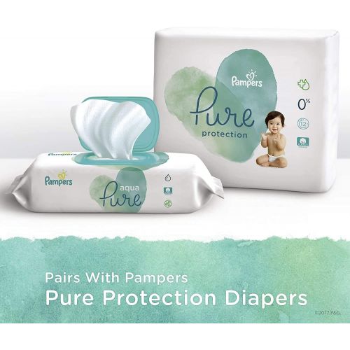  [아마존베스트]Pampers Aqua Pure 12 Pop-Top Packs Sensitive Water Baby Wipes, Hypoallergenic and Unscented, 672 Count