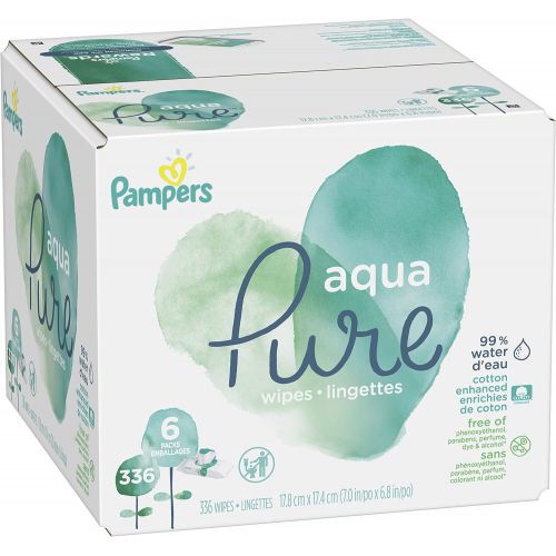  [아마존베스트]Pampers Aqua Pure 6X Pop-Top Sensitive Water Baby Wipes - 336 Count