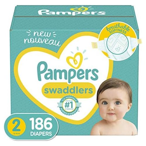  Diapers Size 2, 186 Count - Pampers Swaddlers Disposable Baby Diapers, ONE MONTH SUPPLY