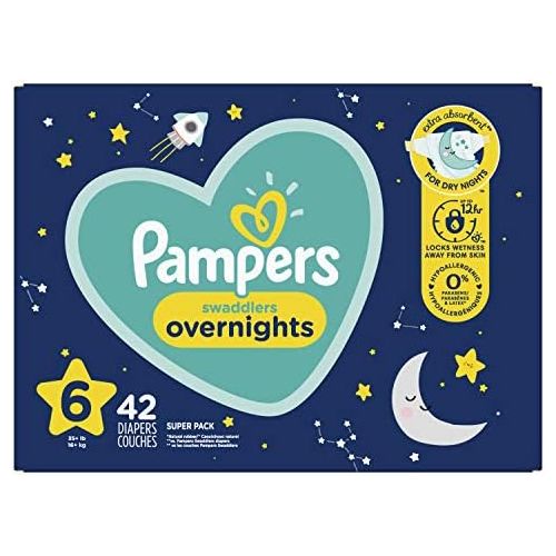  Diapers Size 6, 42 Count - Pampers Swaddlers Overnights Disposable Baby Diapers, Super Pack