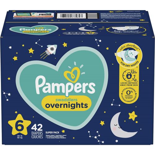  Diapers Size 6, 42 Count - Pampers Swaddlers Overnights Disposable Baby Diapers, Super Pack