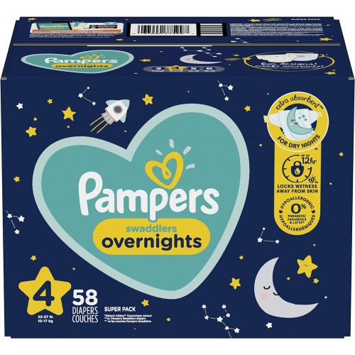  Diapers Size 4, 58 Count - Pampers Swaddlers Overnights Disposable Baby Diapers, Super Pack