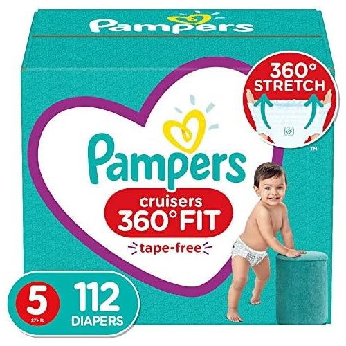  Diapers Size 5, 112 Count - Pampers Pull On Cruisers 360˚ Fit Disposable Baby Diapers with Stretchy Waistband, ONE MONTH SUPPLY