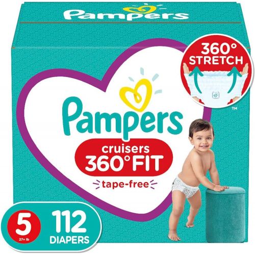  Diapers Size 5, 112 Count - Pampers Pull On Cruisers 360˚ Fit Disposable Baby Diapers with Stretchy Waistband, ONE MONTH SUPPLY