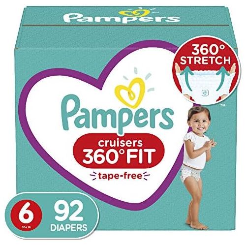  Diapers Size 6, 92 Count - Pampers Pull On Cruisers 360˚ Fit Disposable Baby Diapers with Stretchy Waistband, ONE MONTH SUPPLY