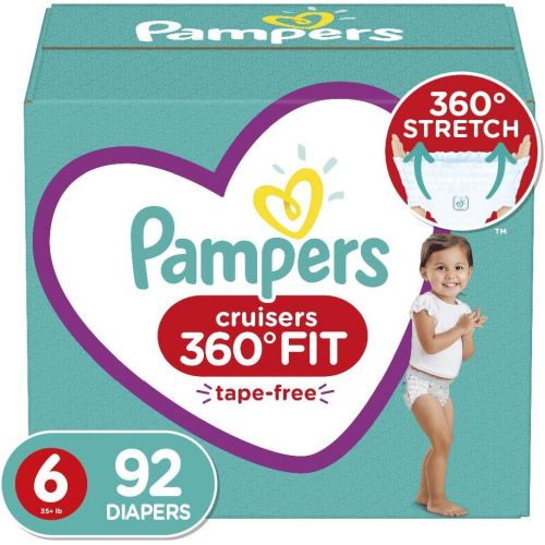  Diapers Size 6, 92 Count - Pampers Pull On Cruisers 360˚ Fit Disposable Baby Diapers with Stretchy Waistband, ONE MONTH SUPPLY