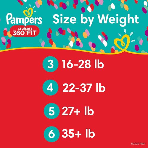  Diapers Size 6, 92 Count - Pampers Pull On Cruisers 360˚ Fit Disposable Baby Diapers with Stretchy Waistband, ONE MONTH SUPPLY