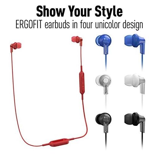 파나소닉 Panasonic PANASONIC Bluetooth Earbud Headphones with Microphone, Call/Volume Controller and Quick Charge Function - RP-HJE120B-W - in-Ear Headphones (White)