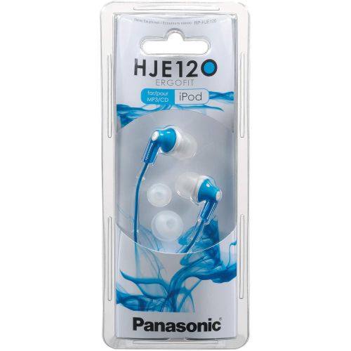 파나소닉 Panasonic ErgoFit In-Ear Earbud Headphones RP-HJE120-A (Blue) Dynamic Crystal-Clear Sound, Ergonomic Comfort-Fit