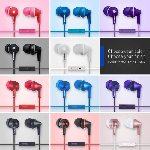 파나소닉 PANASONIC ErgoFit Earbud Headphones with Microphone and Call Controller Compatible with iPhone, Android and Blackberry - RP-TCM125-P - In-Ear (Pink)