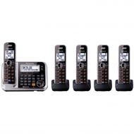 [아마존 핫딜]  [아마존핫딜]Panasonic Bluetooth Cordless Phone KX-TG7875S Link2Cell with Enhanced Noise Reduction & Digital Answering Machine - 5 Handsets (Black/Silver)