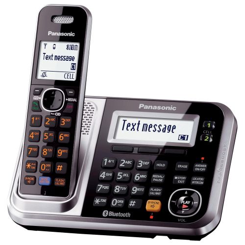 파나소닉 [아마존 핫딜]  [아마존핫딜]Panasonic Bluetooth Cordless Phone KX-TG7875S Link2Cell with Enhanced Noise Reduction & Digital Answering Machine - 5 Handsets (Black/Silver)