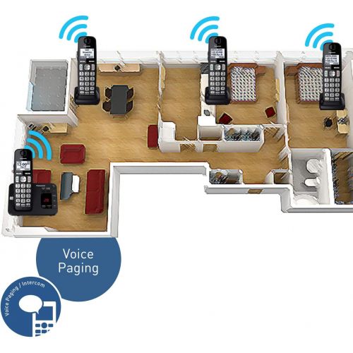 파나소닉 [아마존 핫딜] [아마존핫딜]Panasonic PANASONIC DECT 6.0 Expandable Cordless Phone System with Answering Machine and Call Blocking - 3 Handsets - KX-TGE433B (Black)