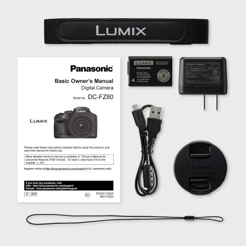 파나소닉 [아마존베스트]Panasonic PANASONIC LUMIX FZ80 4K Digital Camera, 18.1 Megapixel Video Camera, 60X Zoom DC VARIO 20-1200mm Lens, F2.8-5.9 Aperture, POWER O.I.S. Stabilization, Touch Enabled 3-Inch LCD, Wi-F