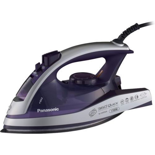 파나소닉 [아마존베스트]Panasonic Dry and Steam Iron with Alumite Soleplate, Fabric Temperature Dial and Safety Auto Shut Off  1700 Watt Multi Directional Iron  NI-W950A (Silver/Violet)