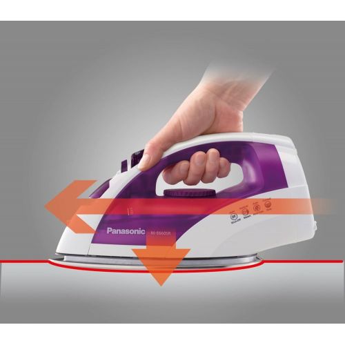 파나소닉 [아마존베스트]Panasonic Dry and Steam Iron with Stainless Steel Soleplate, Precision Temperature Dial and Safety Auto Shut Off  1200 Watt  NI-E660SR (White/Purple)