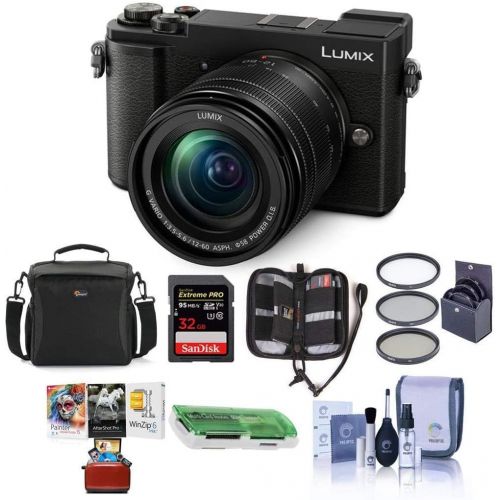 파나소닉 Panasonic Lumix DC-GX9 20.3MP Mirrorless Camera with 12-60mm F3.5-5.6 Lens, Black - Bundle with Camera Bag, 32GB SDHC U3 Card, Cleaning Kit, Card Reader, 58mm Filter Kit, Mac Softw