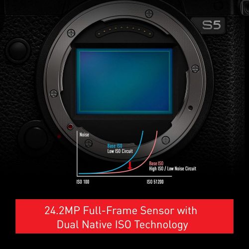 파나소닉 Panasonic LUMIX S5 Full Frame Mirrorless Camera, 4K 60P Video Recording with Flip Screen & WiFi, LUMIX S 20-60mm F3.5-5.6 Lens, L-Mount, 5-Axis Dual I.S, DC-S5KK (Black)