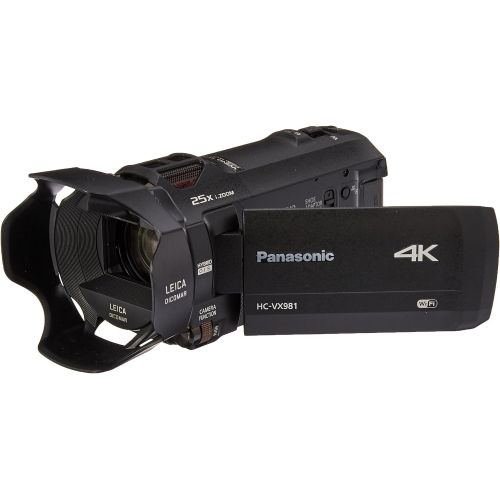 파나소닉 Panasonic 4K Ultra HD Video Camera Camcorder HC-VX981K, 20X Optical Zoom, 1/2.3-Inch BSI Sensor, HDR Capture, Wi-Fi Smartphone Multi Scene Video Capture (Black)