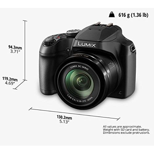 파나소닉 Panasonic LUMIX FZ80 4K Digital Camera, 18.1 Megapixel Video Camera, 60X Zoom DC VARIO 20-1200mm Lens, F2.8-5.9 Aperture, Power O.I.S. Stabilization, Touch Enabled 3-Inch LCD, Wi-F