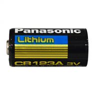 Panasonic CR123A Lithium battery 3V Photo Lithium Battery, 0.67 Diameter x 1.36 H (17.0 mm x 34.5 mm), black/Gold/Blue