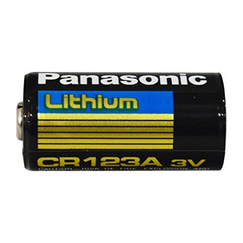 파나소닉 Panasonic CR123A Lithium battery 3V Photo Lithium Battery, 0.67 Diameter x 1.36 H (17.0 mm x 34.5 mm), black/Gold/Blue